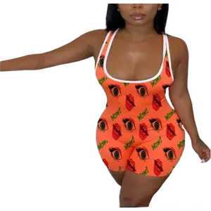 Women's Orange Sleeveless Onesie Comfort Comfortable