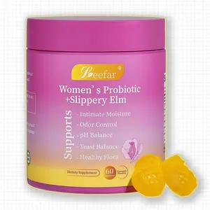 LEEFAR Her Juicy  Feminine Probiotics Gummies- All in One Solution with Slippery Elm and Prebiotics & Each gummy contains a specially formulated Lactobacillus probiotic blend to help maintain healthy vag flora and pH levels