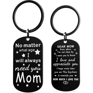 Mother’s Day Gift for Mom or Wife Sentimental Keychain from Daughter or Son Meaningful Black Stainless Steel Engraved Keychain for Birthday Christmas & Thanksgiving