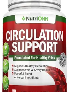 Blood Circulation Support - All Herbal Supplement For Healthy Blood Flow, Arteries & Veins - Promotes Leg Comfort - With Hawthorn, Niacin, L-Arginine, Butcher’s Broom, Cayenne Pepper, Horse Chestnut