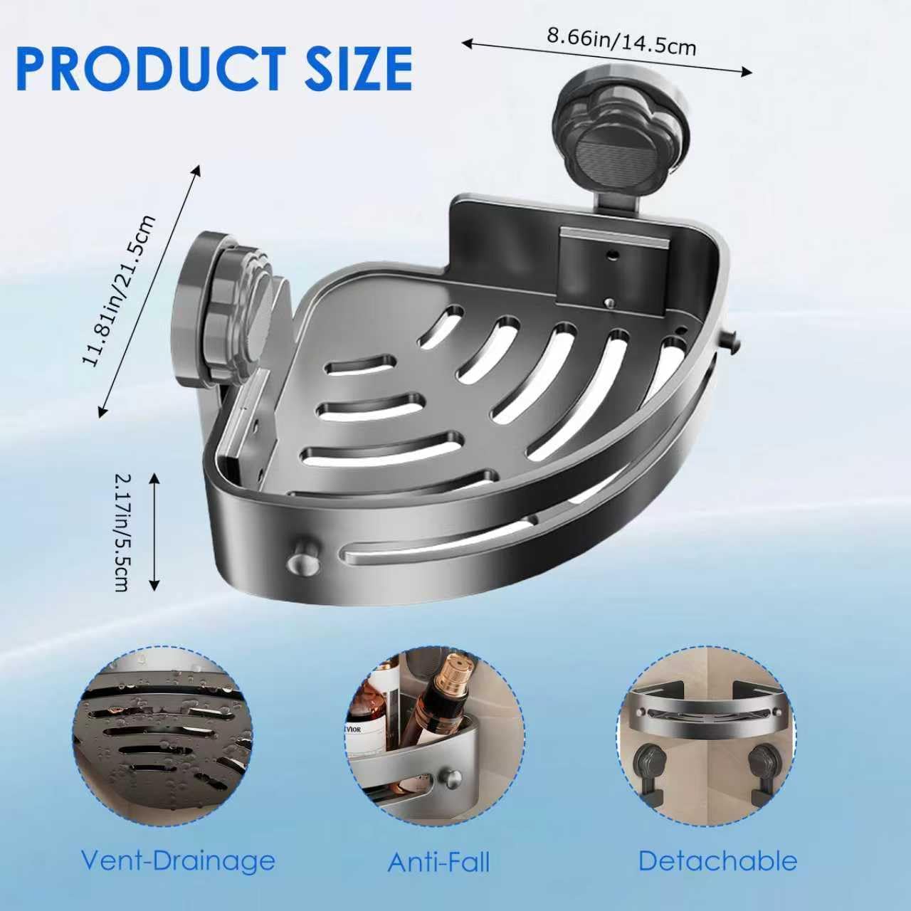 No-Drill Black Suction Corner Shower Caddy – Rustproof ABS Plastic Wall-Mounted Bathroom Organizer Rack, Space-Saving Shower Shelf No-Drill Black Suction Corner Shower Caddy – Rustproof ABS Plastic Wall-Mounted Bathroom Organizer Rack, Space-Saving Shower Shelf