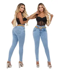 Liana Women's Colombian High-Waist Denim Butt-Lifting Body-Fit Tummy Control Skinny Trousers - Pocketed Casual Bottom Piece, Ideal for Outdoor Activities, Cold Wash Compatible