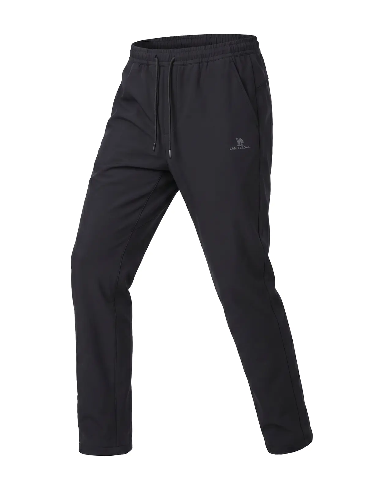 CAMEL Men's Fleece-Lined Thermal Jogger Pants - Customizable Drawstring Waist, Functional Pockets, Soft Fabric Clothes for Outdoor & Everyday Wear