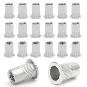 50 count M5 Stainless Steel Threaded Insert Rivet Nut, M5-0.8mm Rivnuts Flat  Rivets, Knurled Nutsert Screws Blind Nut