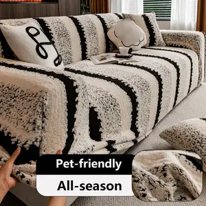 Striped Pattern Stretch Sofa Cover, 1 Count Soft Comfortable Sofa Slipcover, Soft Sofa Protector, Decorative Sofa Cover for Home Living Room Hotel Dormitory