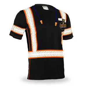 KwikSafety RENAISSANCE MAN Safety Shirt Menswear Short Sleeve Breathable Hi Vis Reflective Crewneck - Model No.: KS4401BLK
