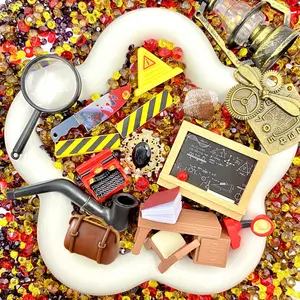 Who Done It - Mixed Craft Embellishment Pack for Journals & DIY Crafts – Metal, Resin, Rhinestones & Artificial Flowers Assortment for Scrapbooking, Resin Art & Decoration