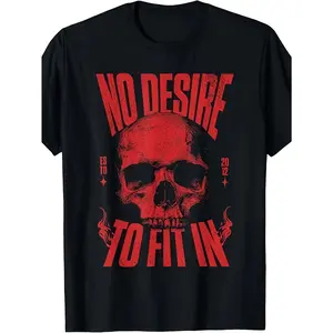 No Desire to Fit in Skull T-ShirtSame Style for Men and Women  Summer Short-sleeved Printed T-shirt Pure Cotton 220G