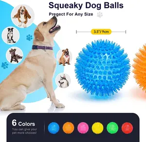 (SENSORY+) DOG BALL (6 Colors) Puppy Chew Toys for Teething, BPA Free Non-Toxic, Spikey Medium, Large & Small Dogs, Durable Aggressive Chewers