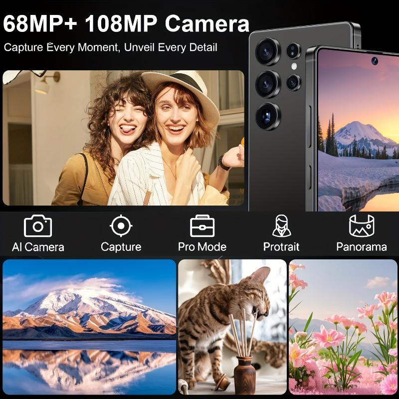 25Ultra Android Smartphone, 6.8 Inch Dual 108MP+48MP Cameras, Long-Lasting 6800mAh Battery, Fast Charging, OTG Function, Facial Recognition Unlocking, Stylus, 12GB RAM +512GB ROM, 5G Network Android 14 OS, Unlock Cellphone for