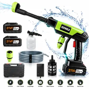 SEEVOLX 21VF Cordless High Pressure Washer Spray Gun, 6-in-1 Multi-Function Nozzle, Portable Ergonomic Water Booster Sprayer Car Tools for Car Washing, Driveway Cleaning