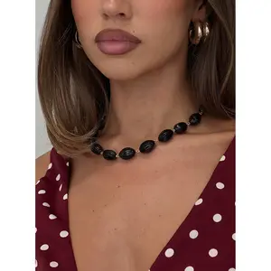 Liviya Beaded Necklace Black