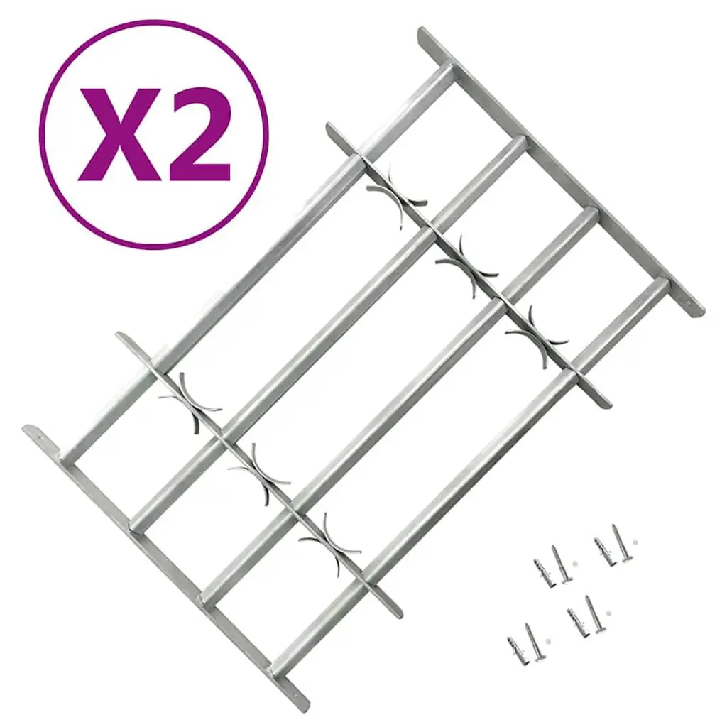 vidaXL 2x Adjustable Security Grilles for Windows Building Material Home House Office Accessory Security Protection Galvanized steel 39.4"-59.1 3057510