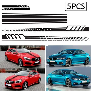 5PCS Car Side Stripes Side Stripe Skirts Graphics Vinyl Sticker Decals Racing Sport Car Stickers Auto Body DIY Car Accessories