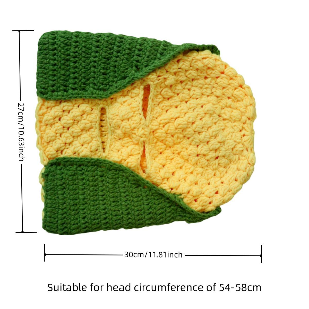 Handmade Crochet Corn Balaclava with Leaves, Funny Vegetable Ski Mask for Winter, Novelty Yellow Full Face Beanie, Y2K Silly Food Meme Hat, Viral Unique Gift for Men & Women