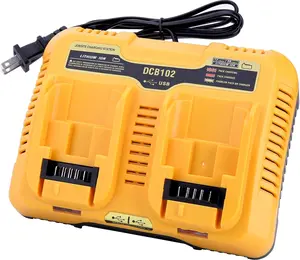 Dual Port Charger Replacement for De-Walt 12/20V MAX  Charger DCB102, Compatible with 20v 12v 60v  DCB120 DCB126 DCB208 DCB201 DCB609 DCB606