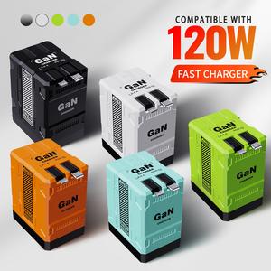 [US warehouse]2PCS W&O 4-in-1 GaN Compatible 120W Fast Charger with Retractable Type-C & Lightning Cable - for iPhone, iPad, Apple Watch & More - compatible portable charger smart watch iphone 15 pro max chargers charger phone Charger Plug Smartphone