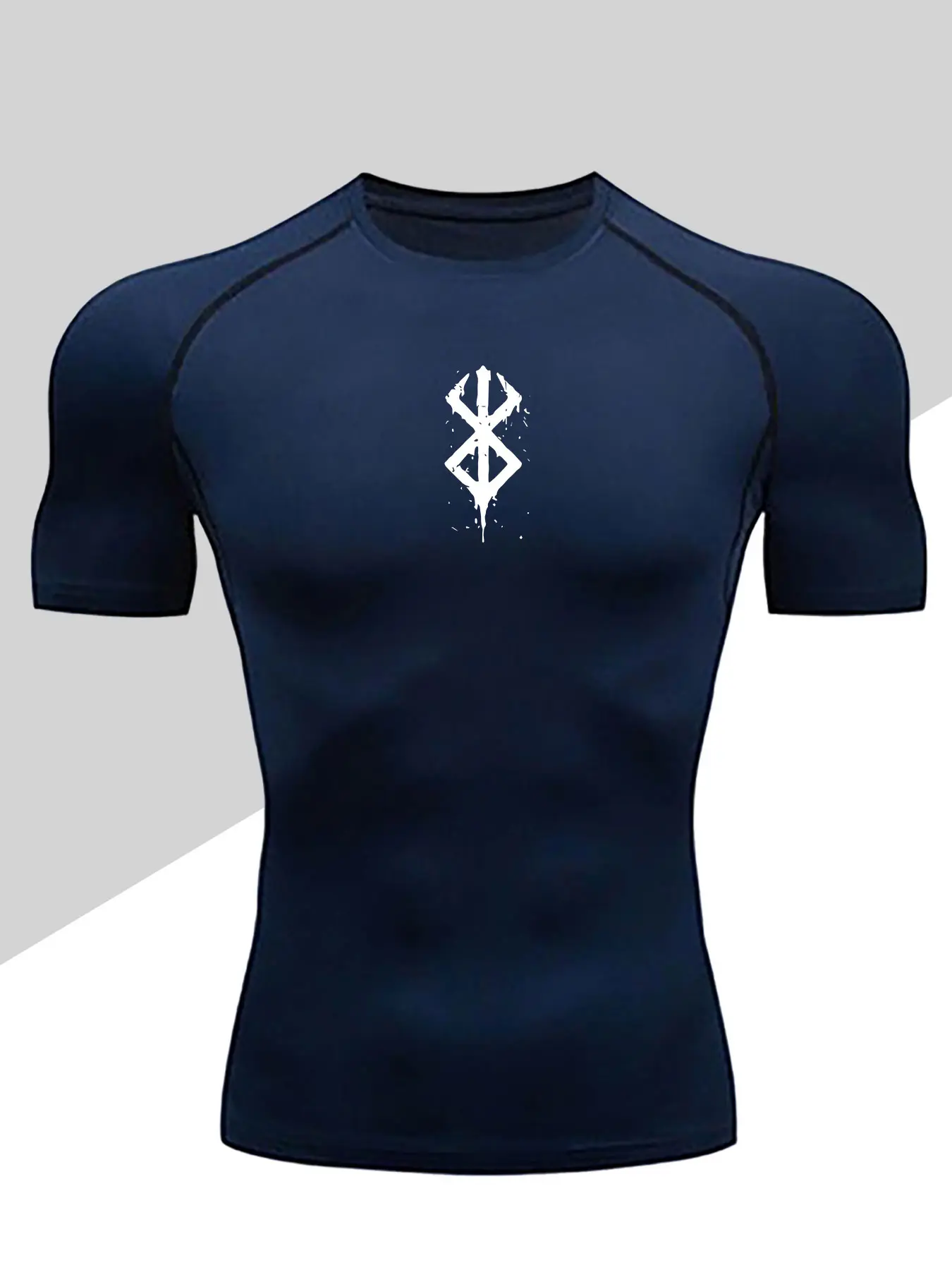 Men's Dragon Print Compression T-Shirt, Activewear, Workout Rash Guard, Quick-Dry Breathable Stretch Fabric, Tight-Fitting Short Sleeve Top for Fitness and Outdoor Activities