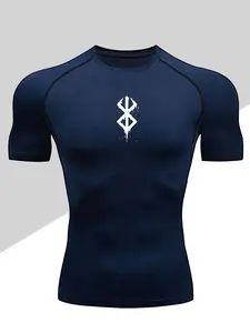 Men's Dragon Print Compression T-Shirt, Activewear, Workout Rash Guard, Quick-Dry Breathable Stretch Fabric, Tight-Fitting Short Sleeve Top for Fitness and Outdoor Activities