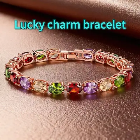 Women's Trendy Stack Bangle Bracelet - Boho Link Style, Durable Colored Zircon Inlay, Irregular Rainbow Candy Chain, Stackable Jewelry Gifts for Everyday Wear, Statement Sparkling Shiny Gemstone Bracelets & Bangles