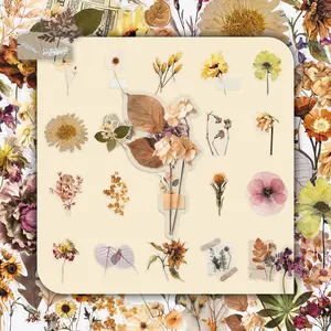 100sheets two sets of repetitive cartoon dry plants creative small fresh transparent stickers creative storage box water cup stickers