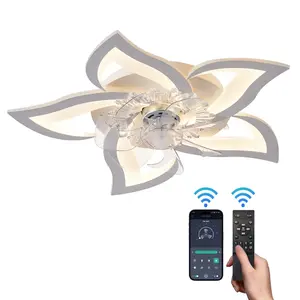 Modern 24.5 Inch LED Ceiling Fan with Lights, Remote Control Dimmable LED Lamp,6 Gear Wind Speed Flower Fan Light