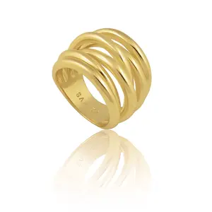 Lennon Multi Layered Gold Ring - Elegant Design, Smooth Finish, Suitable for Everyday Wear