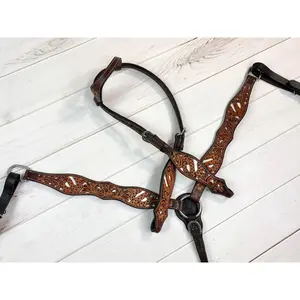 White Cactus Leather Tooled Tack Set