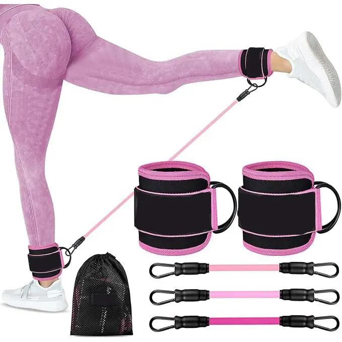 Ankle Resistance Bands with Cuffs, Ankle Bands for Working Out, Ankle Resistance Band for Leg, Booty Workout Equipment for Kickbacks Hip Fitness Training, Exercise Bands for Butt Lift Women Adjustable Wrist Weights