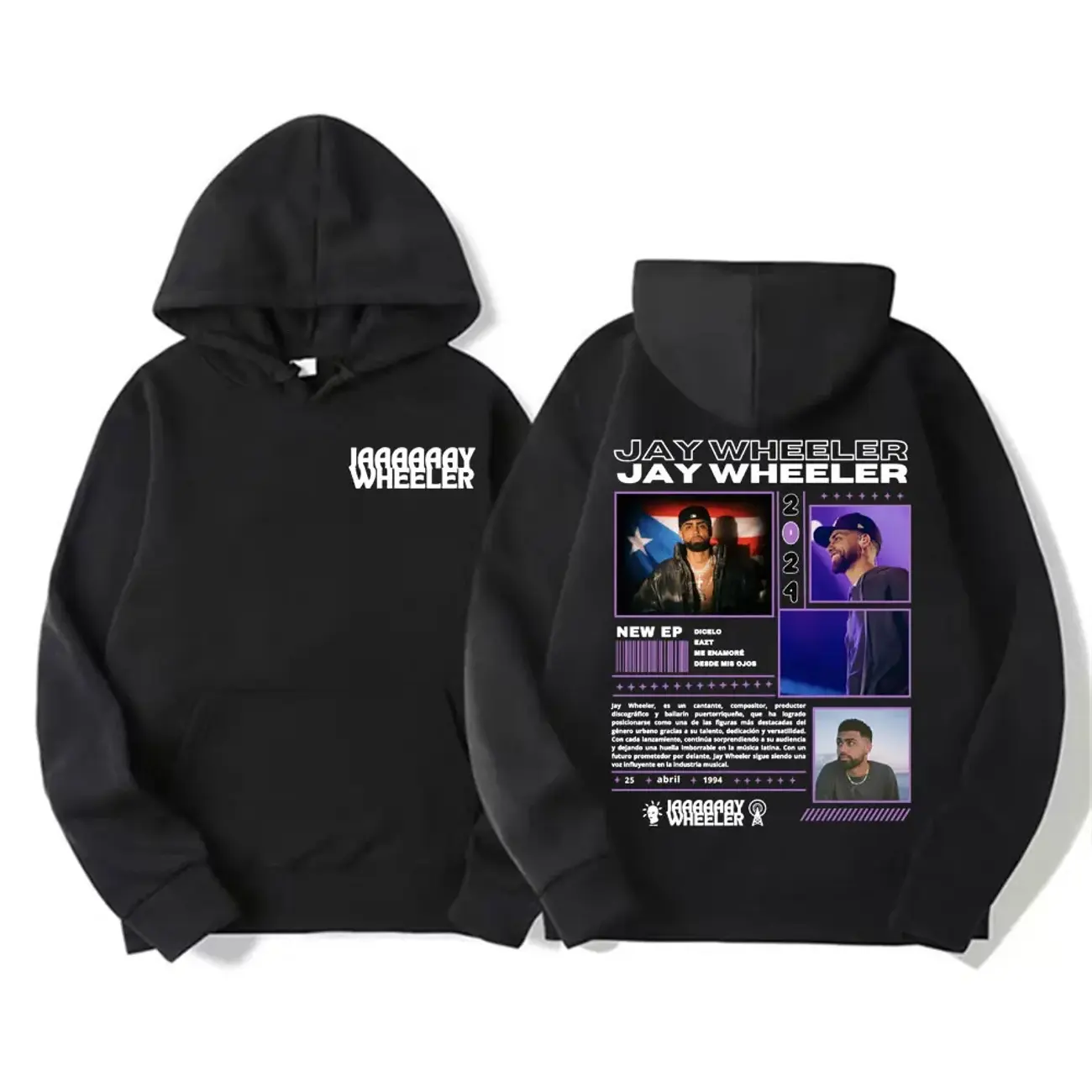 Rapper Jay Wheeler Album 2024 Tour Hoodie Men Fashion Hip Hop 90s Vintage Sweatshirt Fleecet Long Sleeve Pullovers Hooded  C227 QNN