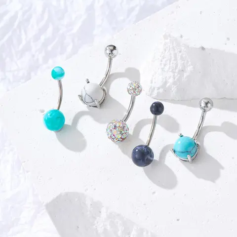 Fashion Round Rhinestone Decor Belly Button Ring, Navel Ring, Women Belly Piercing Body Jewelry, Body Jewelry for Party, Daily Clothing Decor, Trendy All-match & Exquisite Jewelry for Birthday Gift