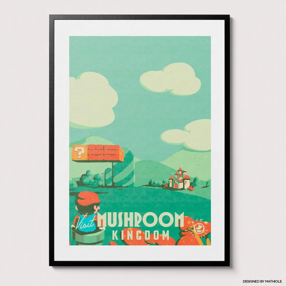 Visit Mario Mushroom Kingdom Poster - Art Print, Colorful Wall Art, Home Decor, Gift Idea, 80s Video Gamer, Best Gamer Gift