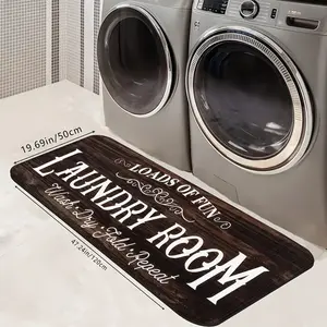 1pc Creative American Country Laundry Room Print Absorbent Non-Slip Bath Mat, Foldable and Easy to Store, Decorative Rectangle Polyester Mat for Laundry Room or Bathroom, Machine Washable, Lightweight, with "LAUNDRY ROOM" Design