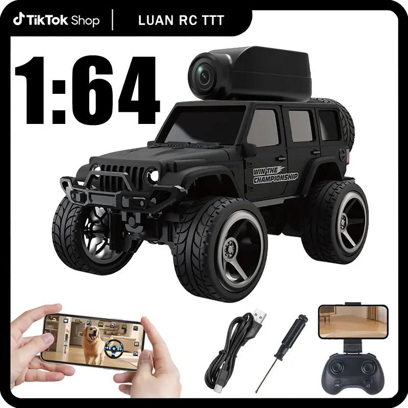 KF32 1:64 Mini RC Off-Road Monster Truck, Remote Control Car with LED Lights, 720P FPV Camera & WiFi APP Control, 2.4GHz Wireless, Desktop Play, Fun Holiday Gift for Adults & Kids Proportional Drift Lighted Bluetooth Ride-On off-road vehicle toy rc flying