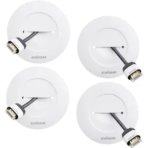 ECHOGEAR TV Cord Hider for Wall Mounted TV 4 Pack - Cable Management Kit Hides TV Wires - Includes 2 Pass Throughs, Locking Brackets, and Hole Saw Drill Attachment (White)