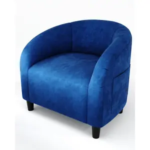 Garvee Lounge Chair, Relaxation Chair, Reading Chair, Linen Look, Padded Chair for Bedroom, Accent Chair with Velvet Fabric (Blue)