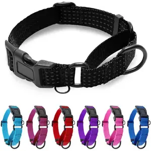 Reflective No Pull Training Dog Collar with Quick Release Buckle Adjustable Heavy Duty Nylon Collar for S M L Dogs Black S(1" x 12"-15.8")