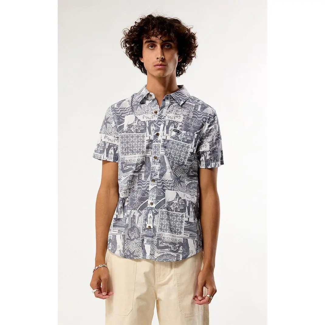 Brixton Men's Charter Print Woven Button Down Shirt
