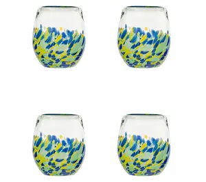 10 Strawberry Street S/4 Mazatlan Mexican Glass Stemless Wine 10 Strawberry Street S/4 Mazatlan Mexican Glass Stemless Wine