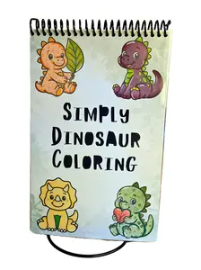 Simply Dinosaur Coloring Book - Medium Size 5.5x8.5 with 40 Pages Spiral Binding Laminated Cover Compact Convenient for Relaxation Coloringbook High Quality 80lb Paper