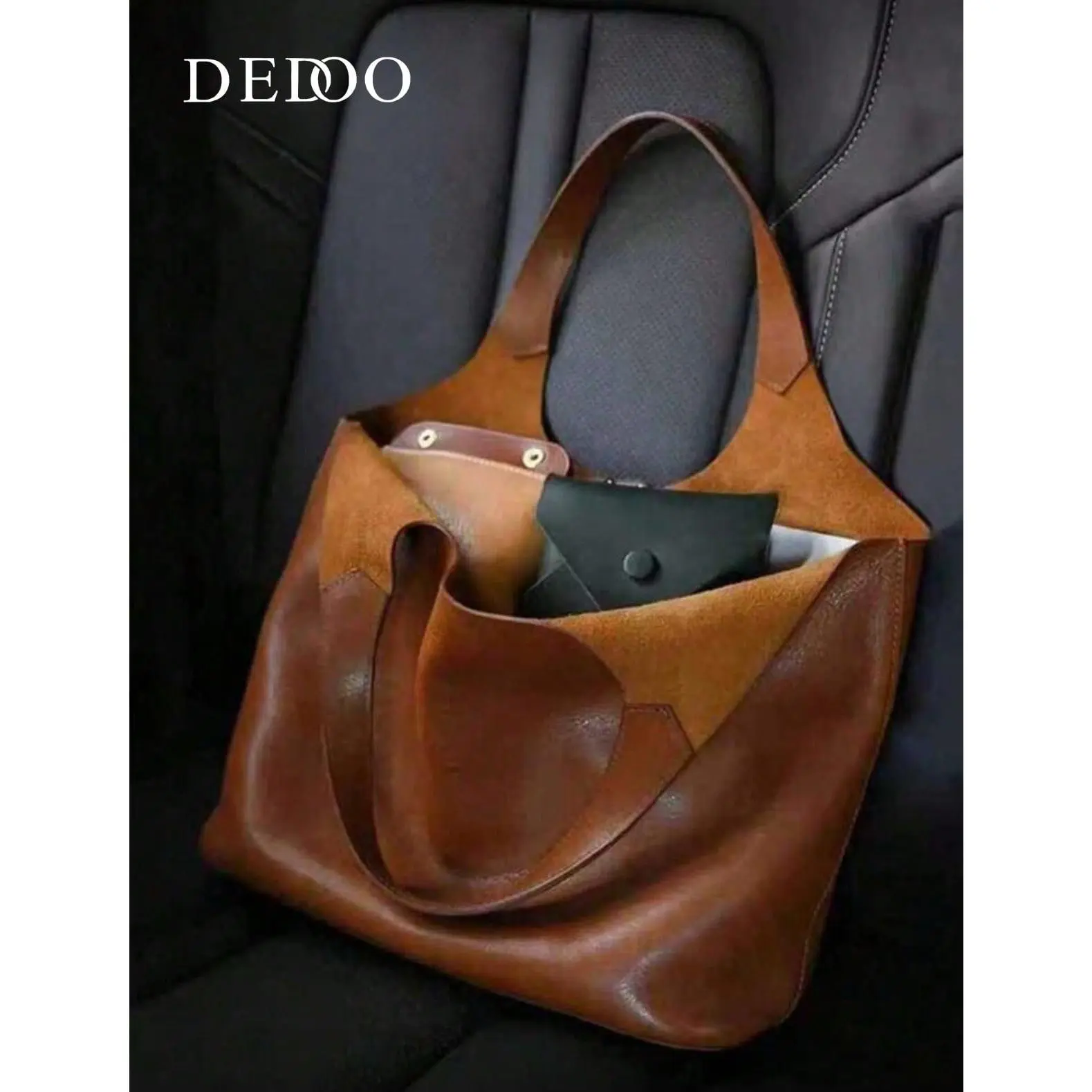 Vintage Medium Capacity Women's Tote Bag, Niche High-End Solid Color PU Waterproof Fabric Handbag , Portable Commuting Underarm Bag, Everyday Bag Suitable for Travel, Shopping, Business