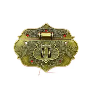 Antique-style phoenix lock wooden box gift box jewelry box accessories double-hole clasp lockable vintage hardware box clasp