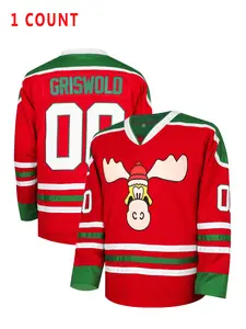 Ice Hockey Deer Jersey Shirt Number 00 Griswold, Christmas Gift, Embroidered Letters and Numbers, Fan and Collector Sports Clothing