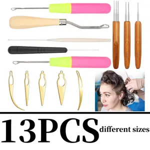 13 Pieces Dreadlock Crochet Hook Tool Set for Hair Interlocking Tool Latch Hook Crochet Braid Hair Needles Dreadlock Needle Weaving Crochet for Hair Weaving Crochet