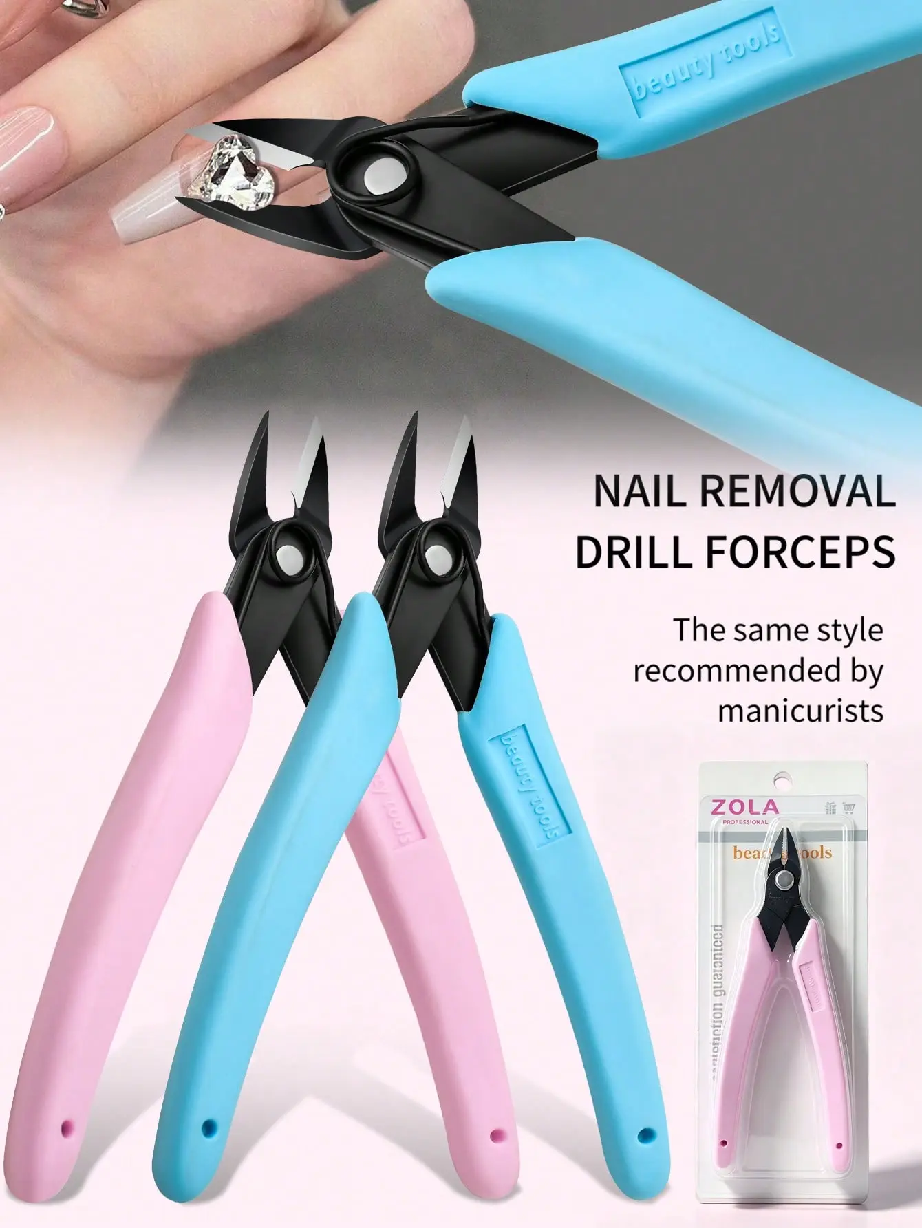 Spring Loaded Nail Remover Clippers, Gel Acrylic Nails Decorations Cutters for Nail Salon & Home Use