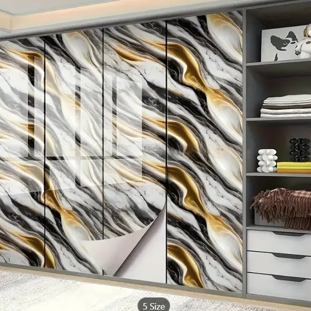 1 roll of marble black Golden peel and stick contact paper, background wall sticker wallpaper, waterproof, for kitchen countertop renovation, bathroom wall stickers, living room wall update, aesthetic wallpaper