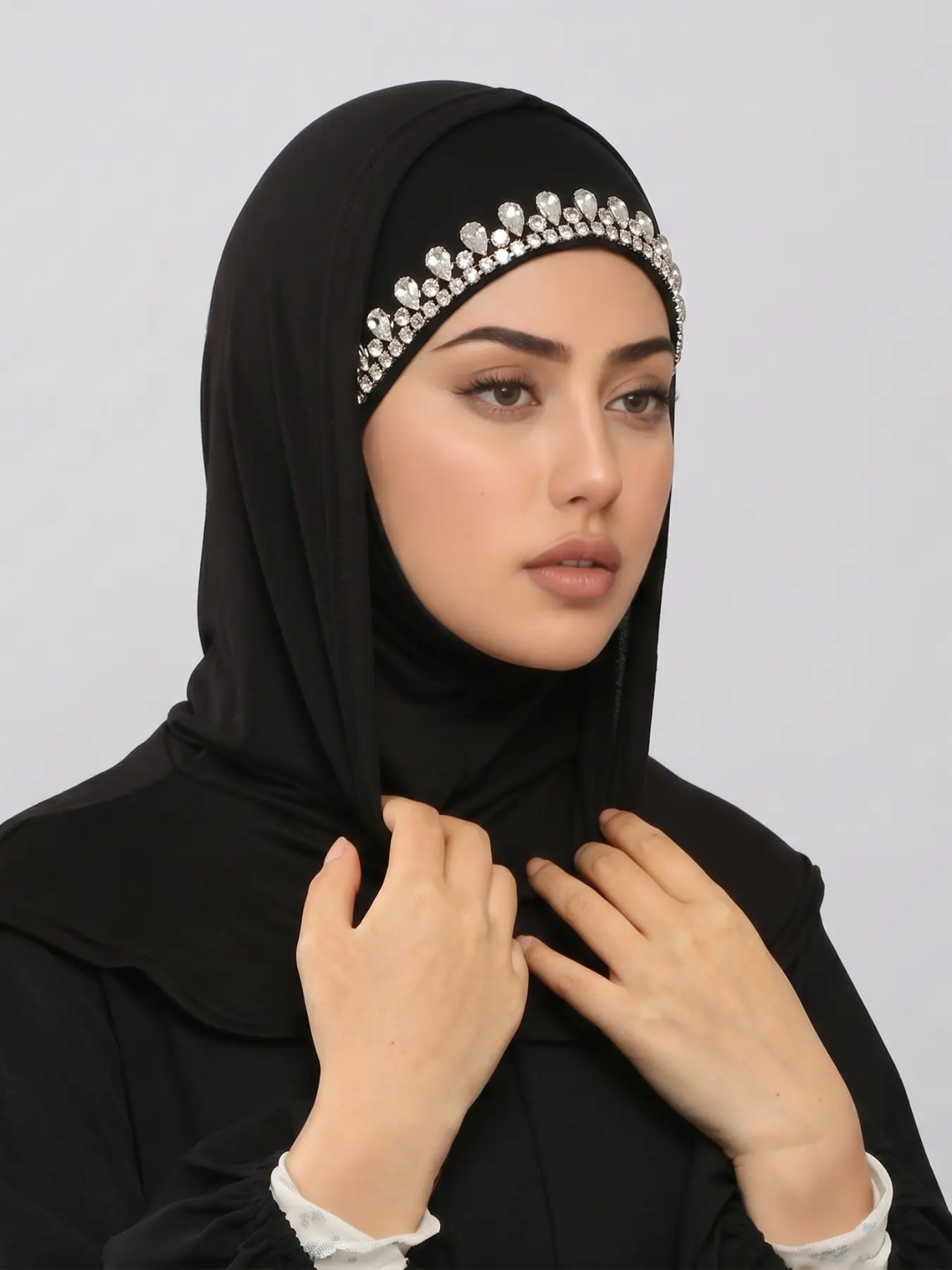 1pc Fashion Rhinestone Instant Hijab For Muslim, Elegant Ready-To-Wear Headscarf, Muslim Daily Wear, Casual All-Seasons Headscarf, Modesty