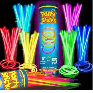 Glow Sticks Bulk Party Favors 100 pack - 8" Glow in the Dark Party Supplies, Light Sticks for Neon Party Glow Necklaces and Bracelets for Kids or Adults Waterproof Gifts