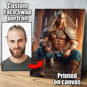 Custom Viking Face Swap Canvas Prints - Photo Portraits - Hilarious Home Décor Gift for Dad - Hilarious Home Décor Gift for Christmas