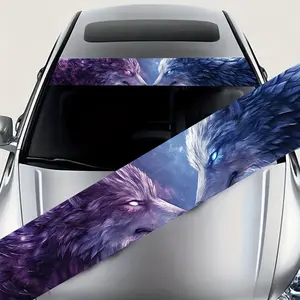 Wolf Pattern Car Front Windshield Sticker, Waterproof & Anti-scratch Car Decal, Windshield Banners, Universal Car Exterior Decoration Accessories for Audi, Honda, Mitsubishi, Ford, Volkswagen, BMW, Opel, Porsche, Citroen